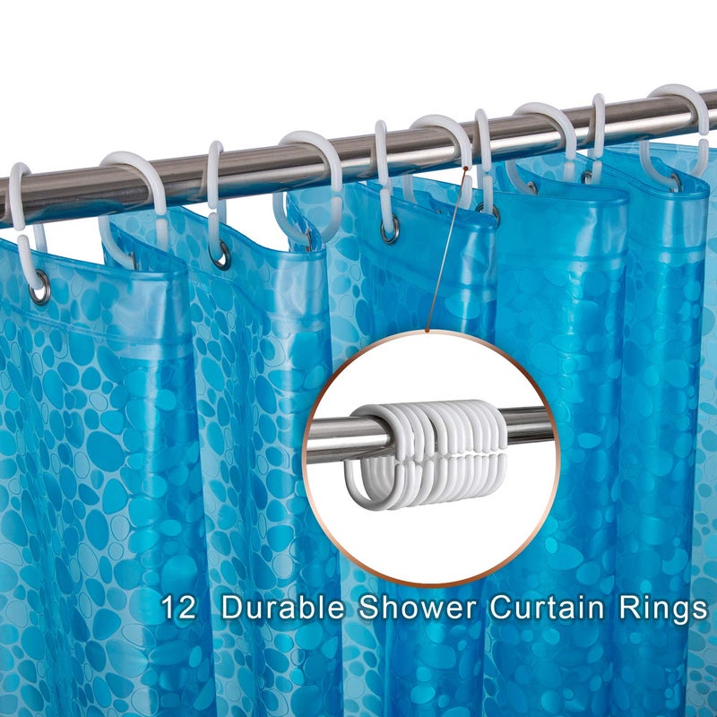 Bostofy Waterproof Shower Curtain Liner 8G EVA Thick Shower Curtain with Heavy Duty 3 Bottom Magnets, Shower Liner for Shower Stall, Bathtubs, 3D Pebble Pattern, 72 x 72,12 Hooks - Image 4
